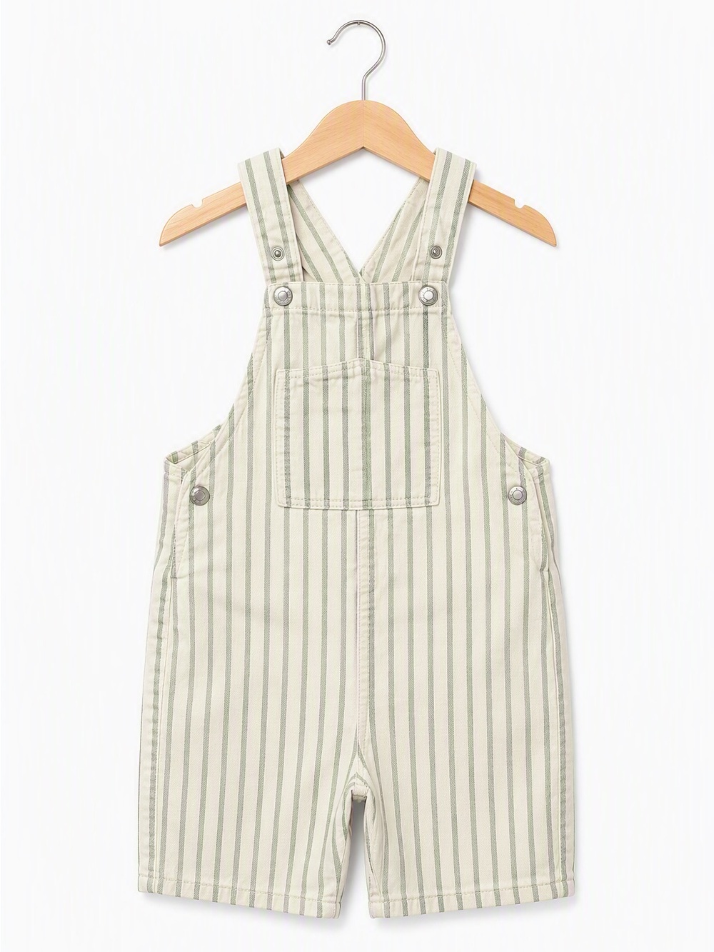Zara Kids Sage Green Hickory Stripe Cotton Utility Short Overalls 5-6Y Summer